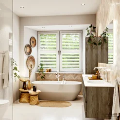 MONDIAZ VICA 190cm Badmeubel Onderkast Dark Brown Grey 4 Lades. Wastafel MOON Dubbel 2 Kraangaten, Kleur Talc. -Baden Luxe Verkoop badkamermeubel vica dark brown grey moon talc set3 0098