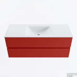 MONDIAZ VICA 120cm Badmeubel Onderkast Fire 2 Lades. Wastafel CLOUD Midden Zonder Kraangat, Kleur Talc.