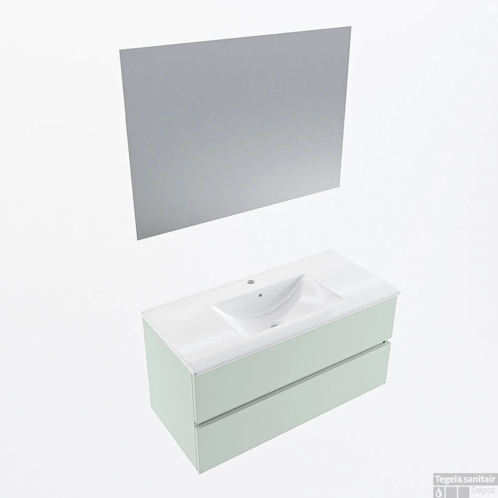 MONDIAZ VICA 100cm Badmeubel Onderkast Greey 2 Lades. Wastafel Denia Midden 1 Kraangat, Kleur Glanzend Wit Met Spiegel LED. 1 MONDIAZ VICA 100cm Badmeubel Onderkast Greey 2 Lades. Wastafel Denia Midden 1 Kraangat, Kleur Glanzend Wit Met Spiegel LED.