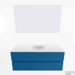 MONDIAZ VICA 120cm Badmeubel Onderkast Jeans 2 Lades. Wastafel Moon Midden Zonder Kraangat, Kleur Talc Met Spiegel LED. -Baden Luxe Verkoop badkamermeubel vica jeans moon talc google11 0026