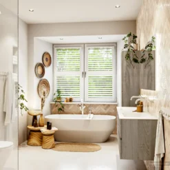 MONDIAZ VICA 140cm Badmeubel Onderkast Light Brown Grey 2 Lades. Wastafel CLOUD Dubbel Zonder Kraangat, Kleur Talc Met Spiegel LED. -Baden Luxe Verkoop badkamermeubel vica light brown grey cloud talc set3 0045