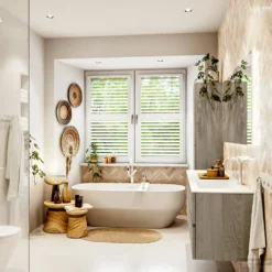 MONDIAZ VICA 160cm Badmeubel Onderkast Light Brown Grey 4 Lades. Wastafel CLOUD Rechts 1 Kraangat, Kleur Talc. -Baden Luxe Verkoop badkamermeubel vica light brown grey cloud talc set3 0079