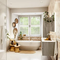 MONDIAZ VICA 130cm Badmeubel Onderkast Light Brown Grey 4 Lades. Wastafel MOON Links 1 Kraangat, Kleur Talc. 12 MONDIAZ VICA 130cm Badmeubel Onderkast Light Brown Grey 4 Lades. Wastafel MOON Links 1 Kraangat, Kleur Talc. -Baden Luxe Verkoop badkamermeubel vica light brown grey moon talc set3 0060