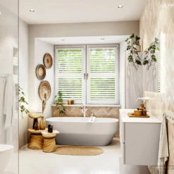 MONDIAZ VICA 150cm Badmeubel Onderkast Linen 4 Lades. Wastafel CLOUD Links 1 Kraangat, Kleur Talc Met Spiegel LED. -Baden Luxe Verkoop badkamermeubel vica linen cloud talc set3 0072