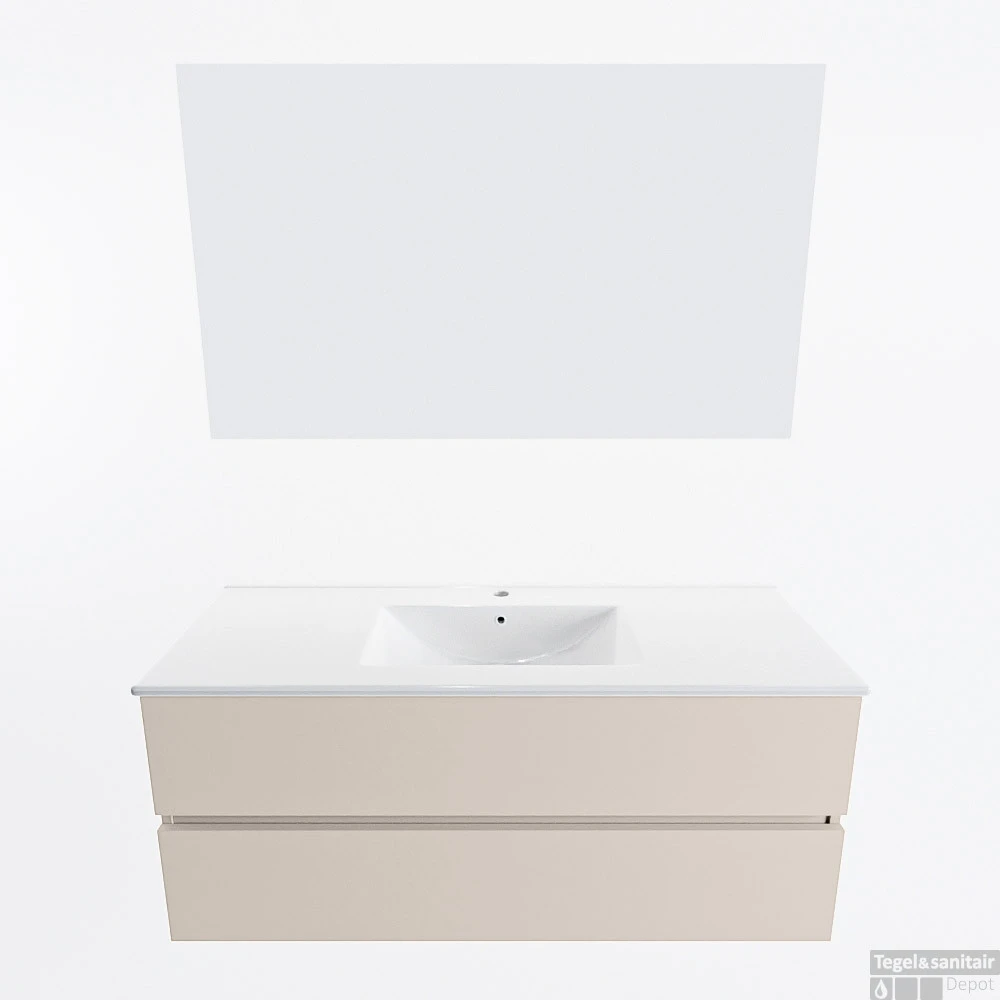 MONDIAZ VICA 120cm Badmeubel Onderkast Linen 2 Lades. Wastafel Denia Midden 1 Kraangat, Kleur Glanzend Wit Met Spiegel LED. 4 MONDIAZ VICA 120cm Badmeubel Onderkast Linen 2 Lades. Wastafel Denia Midden 1 Kraangat, Kleur Glanzend Wit Met Spiegel LED. - Afbeelding 4