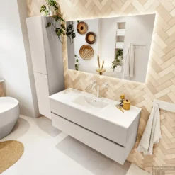 MONDIAZ VICA 120cm Badmeubel Onderkast Linen 2 Lades. Wastafel Denia Midden 1 Kraangat, Kleur Glanzend Wit Met Spiegel LED. 10 MONDIAZ VICA 120cm Badmeubel Onderkast Linen 2 Lades. Wastafel Denia Midden 1 Kraangat, Kleur Glanzend Wit Met Spiegel LED. -Baden Luxe Verkoop badkamermeubel vica linen denia talc set2 0005