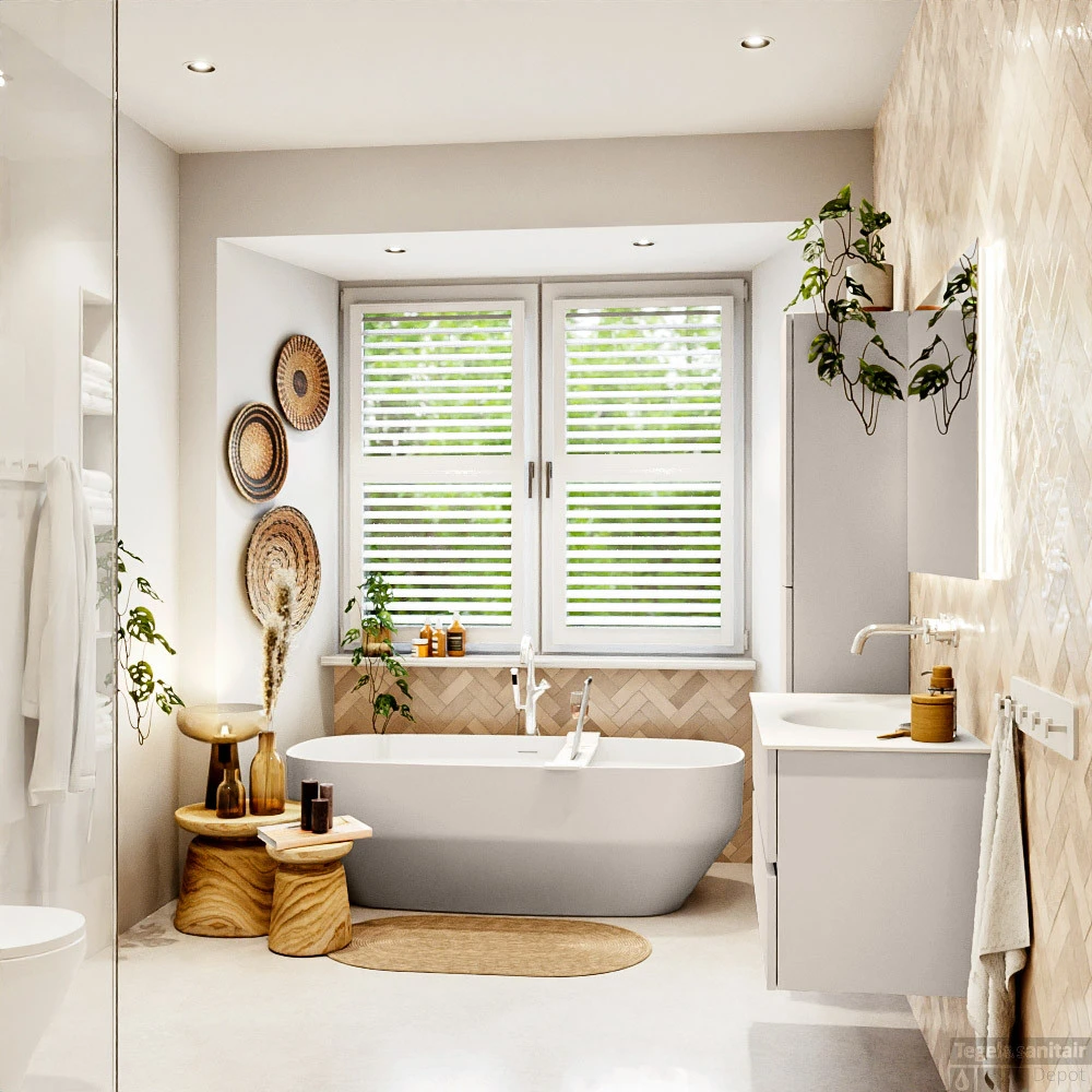 MONDIAZ VICA 100cm Badmeubel Onderkast Linen 2 Lades. Wastafel Moon Midden Zonder Kraangat, Kleur Talc Met Spiegel LED. 6 MONDIAZ VICA 100cm Badmeubel Onderkast Linen 2 Lades. Wastafel Moon Midden Zonder Kraangat, Kleur Talc Met Spiegel LED. - Afbeelding 6