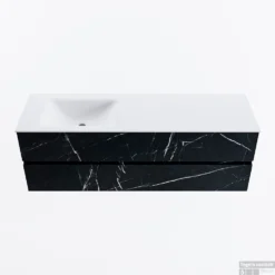 MONDIAZ VICA 150cm Badmeubel Onderkast Marquina 2 Lades. Wastafel CLOUD Links 1 Kraangat, Kleur Talc.