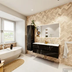 MONDIAZ VICA 130cm Badmeubel Onderkast Marquina 2 Lades. Wastafel Moon Dubbel 2 Kraangaten, Kleur Talc Met Spiegel LED. 14 MONDIAZ VICA 130cm Badmeubel Onderkast Marquina 2 Lades. Wastafel Moon Dubbel 2 Kraangaten, Kleur Talc Met Spiegel LED. -Baden Luxe Verkoop badkamermeubel vica marquina moon talc set4 0033