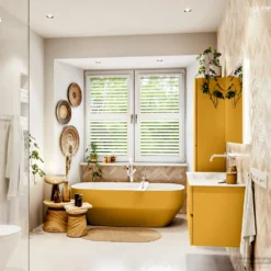 MONDIAZ VICA 100cm Badmeubel Onderkast Ocher 2 Lades. Wastafel CLOUD Links Zonder Kraangat, Kleur Talc Met Spiegel LED. -Baden Luxe Verkoop badkamermeubel vica ocher cloud talc set3 0014