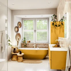 MONDIAZ VICA 180cm Badmeubel Onderkast Ocher 4 Lades. Wastafel CLOUD Links 1 Kraangat, Kleur Talc Met Spiegel LED. -Baden Luxe Verkoop badkamermeubel vica ocher cloud talc set3 0090