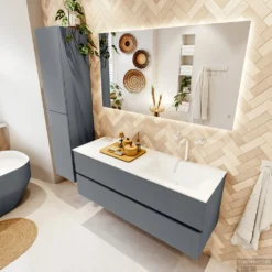 MONDIAZ VICA 130cm Badmeubel Onderkast Plata 2 Lades. Wastafel CLOUD Rechts 1 Kraangat, Kleur Talc. 9 MONDIAZ VICA 130cm Badmeubel Onderkast Plata 2 Lades. Wastafel CLOUD Rechts 1 Kraangat, Kleur Talc. -Baden Luxe Verkoop badkamermeubel vica plata cloud talc set2 0032