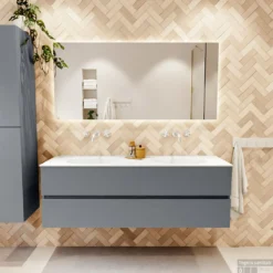 MONDIAZ VICA 150cm Badmeubel Onderkast Plata 2 Lades. Wastafel Moon Dubbel Zonder Kraangat, Kleur Talc Met Spiegel LED. 12 MONDIAZ VICA 150cm Badmeubel Onderkast Plata 2 Lades. Wastafel Moon Dubbel Zonder Kraangat, Kleur Talc Met Spiegel LED. -Baden Luxe Verkoop badkamermeubel vica plata moon talc set1 0053