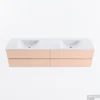 MONDIAZ VICA 190cm Badmeubel Onderkast Rosee 4 Lades. Wastafel CLOUD Dubbel Zonder Kraangat, Kleur Talc.