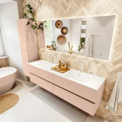 MONDIAZ VICA 180cm Badmeubel Onderkast Rosee 4 Lades. Wastafel CLOUD Dubbel 2 Kraangaten, Kleur Talc Met Spiegel LED. 10 MONDIAZ VICA 180cm Badmeubel Onderkast Rosee 4 Lades. Wastafel CLOUD Dubbel 2 Kraangaten, Kleur Talc Met Spiegel LED. -Baden Luxe Verkoop badkamermeubel vica rosee cloud talc set2 0092