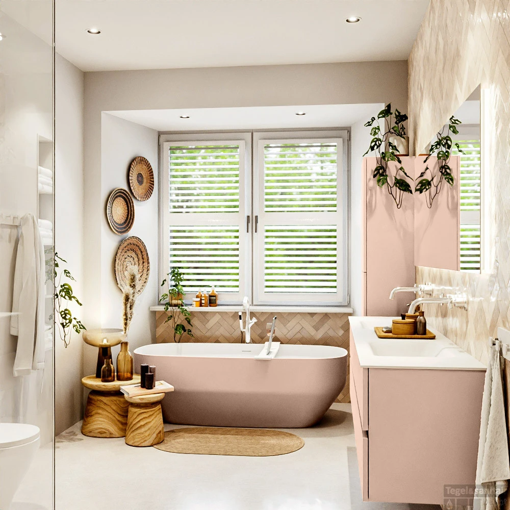 MONDIAZ VICA 190cm Badmeubel Onderkast Rosee 4 Lades. Wastafel CLOUD Dubbel Zonder Kraangat, Kleur Talc. 6 MONDIAZ VICA 190cm Badmeubel Onderkast Rosee 4 Lades. Wastafel CLOUD Dubbel Zonder Kraangat, Kleur Talc. - Afbeelding 6