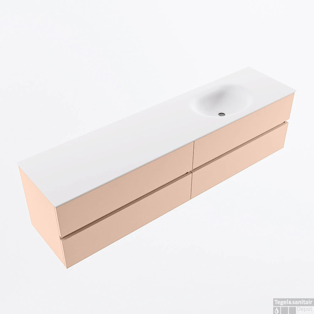 MONDIAZ VICA 190cm Badmeubel Onderkast Rosee 4 Lades. Wastafel MOON Rechts Zonder Kraangat, Kleur Talc. 4 MONDIAZ VICA 190cm Badmeubel Onderkast Rosee 4 Lades. Wastafel MOON Rechts Zonder Kraangat, Kleur Talc. - Afbeelding 4