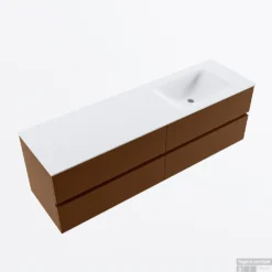 MONDIAZ VICA 160cm Badmeubel Onderkast Rust 4 Lades. Wastafel CLOUD Rechts Zonder Kraangat, Kleur Talc. -Baden Luxe Verkoop badkamermeubel vica rust cloud talc google2 0082