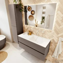 MONDIAZ VICA 110cm Badmeubel Onderkast Smoke 2 Lades. Wastafel CLOUD Rechts Zonder Kraangat, Kleur Talc. 9 MONDIAZ VICA 110cm Badmeubel Onderkast Smoke 2 Lades. Wastafel CLOUD Rechts Zonder Kraangat, Kleur Talc. -Baden Luxe Verkoop badkamermeubel vica smoke cloud talc set2 0021