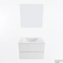MONDIAZ VICA 70cm Badmeubel Onderkast Talc 2 Lades. Wastafel CLOUD Midden Zonder Kraangat, Kleur Talc Met Spiegel LED. -Baden Luxe Verkoop badkamermeubel vica talc cloud talc google11 0005