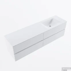 MONDIAZ VICA 170cm Badmeubel Onderkast Talc 4 Lades. Wastafel CLOUD Rechts 1 Kraangat, Kleur Talc. -Baden Luxe Verkoop badkamermeubel vica talc cloud talc google2 0085