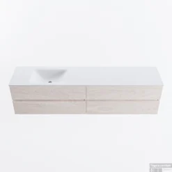 MONDIAZ VICA 200cm Badmeubel Onderkast Underlayment 4 Lades. Wastafel CLOUD Links 1 Kraangat, Kleur Talc.