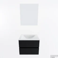 MONDIAZ VICA 60cm Badmeubel Onderkast Urban 2 Lades. Wastafel CLOUD Midden 1 Kraangat, Kleur Talc Met Spiegel LED. -Baden Luxe Verkoop badkamermeubel vica urban cloud talc google11 0002