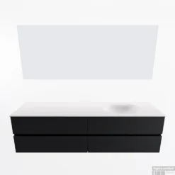 MONDIAZ VICA 180cm Badmeubel Onderkast Urban 4 Lades. Wastafel Moon Rechts Zonder Kraangat, Kleur Talc Met Spiegel LED. -Baden Luxe Verkoop badkamermeubel vica urban moon talc google11 0094