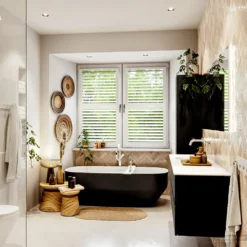 MONDIAZ VICA 160cm Badmeubel Onderkast Urban 4 Lades. Wastafel Moon Links Zonder Kraangat, Kleur Talc Met Spiegel LED. -Baden Luxe Verkoop badkamermeubel vica urban moon talc set3 0081