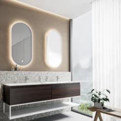 Badkamermeubelset Boss & Wessing Anubis Frame 160cm 2 Laden Sonama Charcoal Eiken Met Wastafel (Naar Keuze) -Baden Luxe Verkoop badkamermeubelset b w anubis frame sonoma choco 1