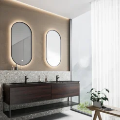 Badkamermeubelset Boss & Wessing Anubis Frame 160cm 2 Laden Sonama Charcoal Eiken Met Wastafel (Naar Keuze) -Baden Luxe Verkoop badkamermeubelset b w anubis frame sonoma choco 3