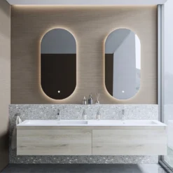 Badkamermeubelset Boss & Wessing Anubis 160cm 2 Laden Grijs Eiken Met Wastafel (Naar Keuze)