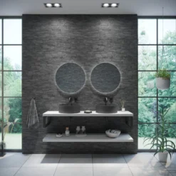 Badkamermeubelset BWS Eiken Massief Hout Bovenblad Recht 160 Cm Wit