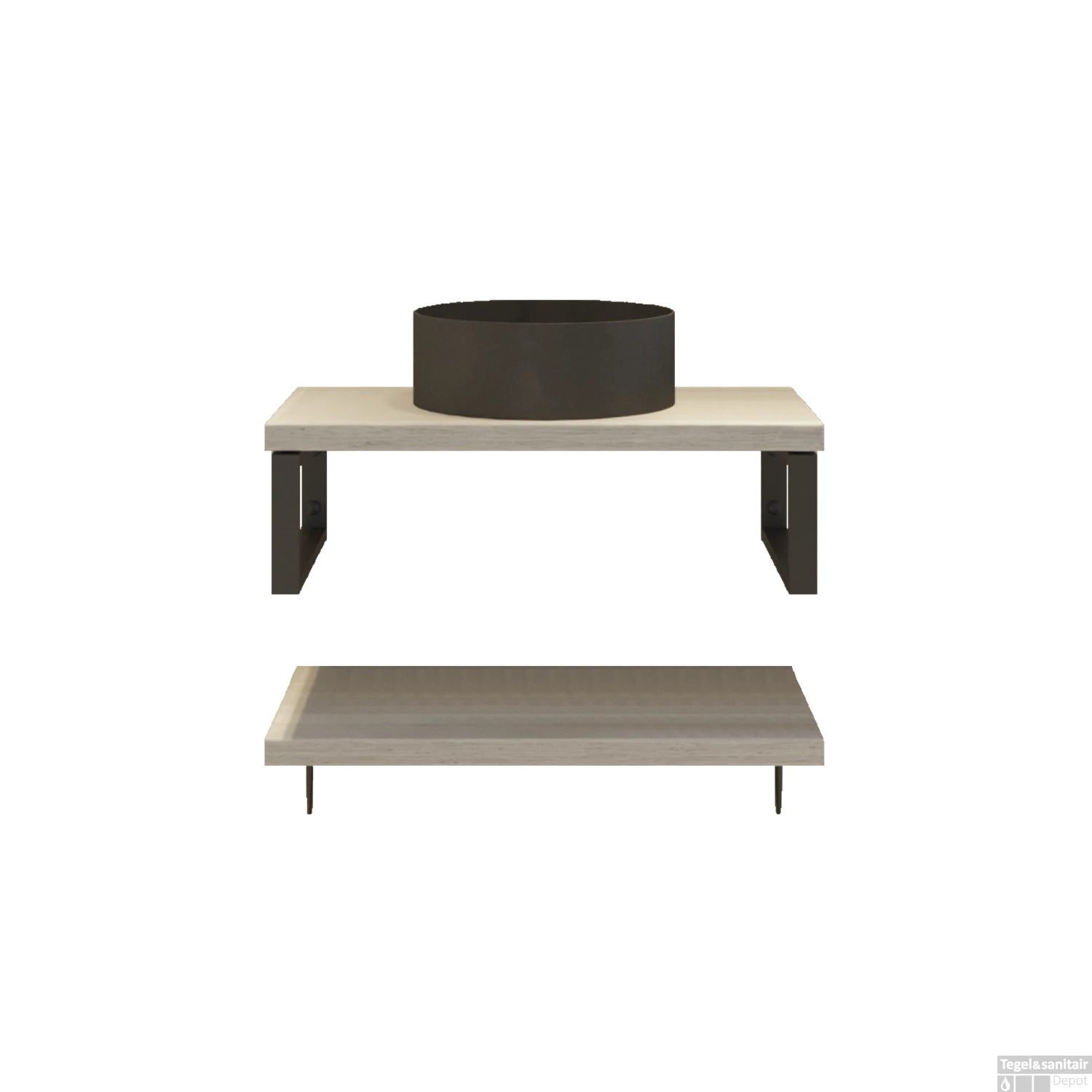 Badkamermeubelset BWS Eiken Massief Hout Bovenblad Zonder Boomschors 100 Cm Wit - Afbeelding 4