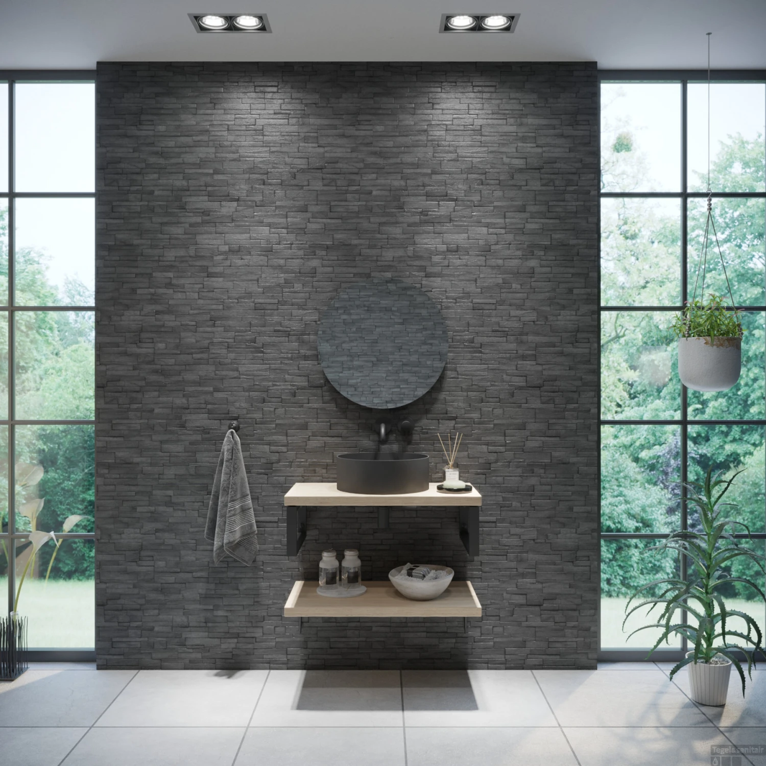 Badkamermeubelset BWS Eiken Massief Hout Bovenblad Zonder Boomschors 70 Cm Olie Natuur