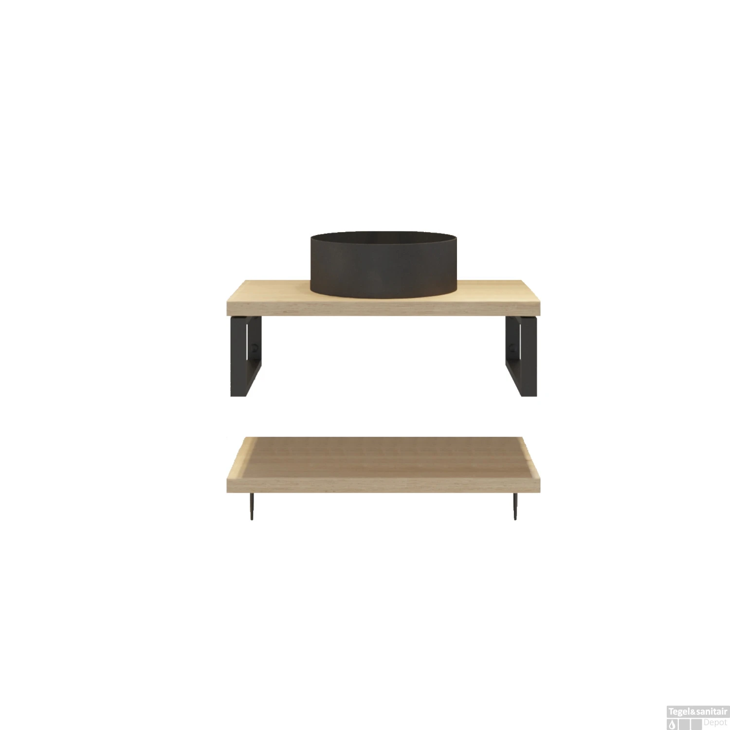 Badkamermeubelset BWS Eiken Massief Hout Bovenblad Zonder Boomschors 120 Cm Olie Natuur - Afbeelding 4