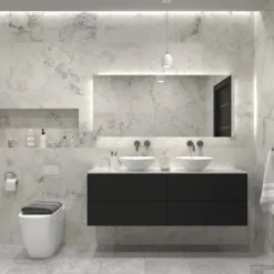 Badkamermeubelset Gliss Zeus 160 Cm Mat Zwart Met Waskom