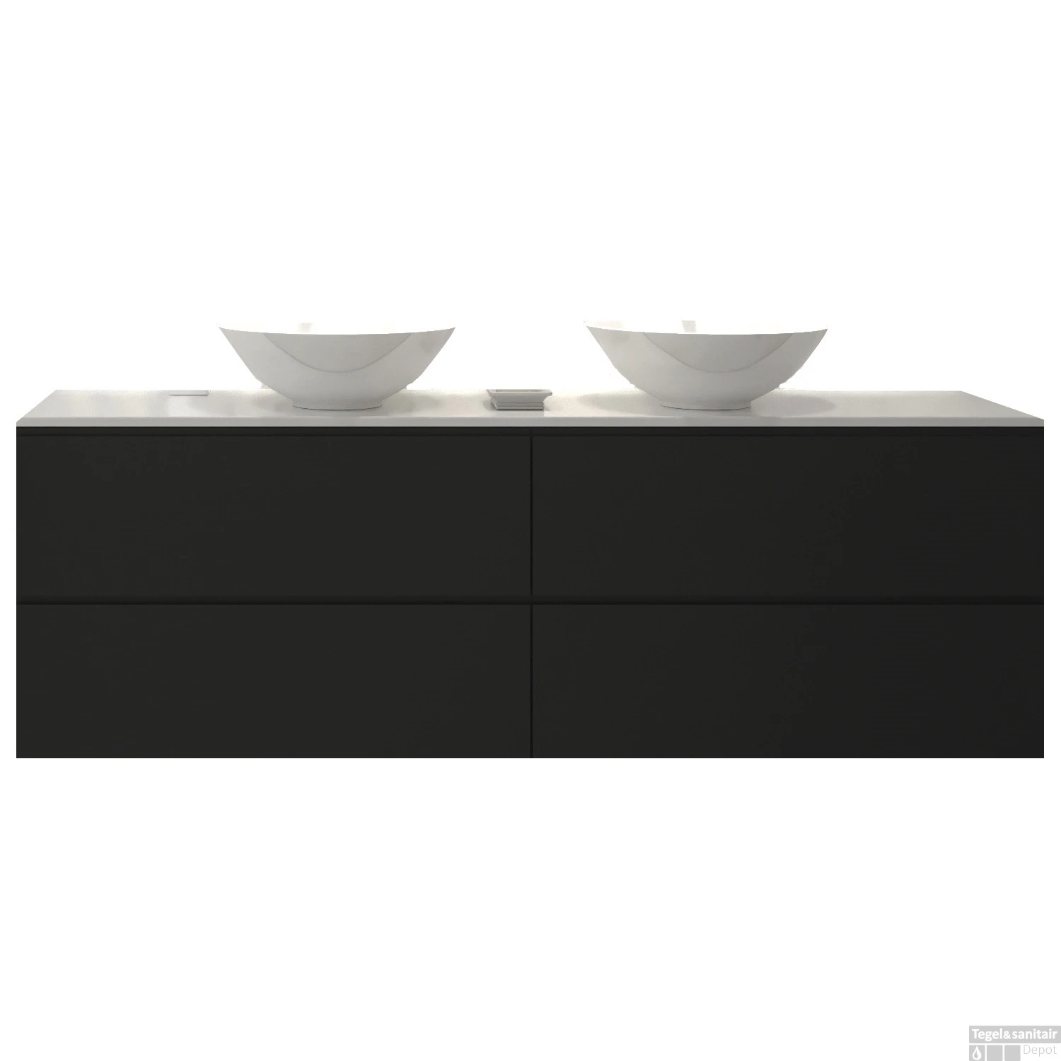 Badkamermeubelset Gliss Zeus 160 Cm Mat Zwart Met Waskom - Afbeelding 3