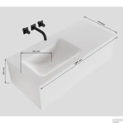 Badkamermeubelset Mondiaz LAGOM 130 Cm Linkse Wastafel Solid Surface Zonder Kraangaten Mat Zwart (1 Lade) -Baden Luxe Verkoop badkamermeubelset mondiaz lagom 130 cm led linkse wastafel solid surface zonder kraangaten mat zwart 1 lade tech