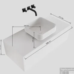 Badkamermeubelset Mondiaz LAGOM 130 Cm Met Topblad Gecentreerde Wastafel Solid Surface Opzetkom Binx Zonder Kraangaten Mat Wit (1 Lade) -Baden Luxe Verkoop badkamermeubelset mondiaz lagom 130 cm met topblad led gecentreerde wastafel solid surface zonder kraangaten tech