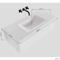 Badkamermeubelset Mondiaz LAGOM 140 Cm Gecentreerde Waskom Solid Met 1 Kraangat Mat Wit (1 Lade) -Baden Luxe Verkoop badkamermeubelset mondiaz lagom 140 cm met led gecentreerde wastafel zonder kraangat mat zwart 1 lade tech 3