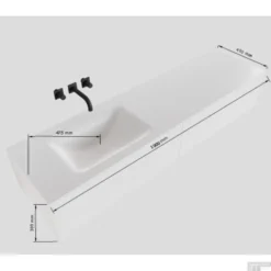 Badkamermeubelset Mondiaz LAGOM 190 Cm Linkse Wastafel Solid Surface Met 1 Kraangat Mat Zwart (2 Laden) -Baden Luxe Verkoop badkamermeubelset mondiaz lagom 190 cm led linkse wastafel solid surface zonder kraangat mat zwart 2 laden tech 1