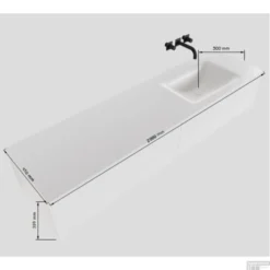 Badkamermeubelset Mondiaz LAGOM 200 Cm Linkse Waskom Solid Surface Zonder Kraangaten Mat Wit (2 Laden) -Baden Luxe Verkoop badkamermeubelset mondiaz lagom 200 cm led rechtse wastafel solid surface zonder kraangat mat zwart 2 laden tech 4