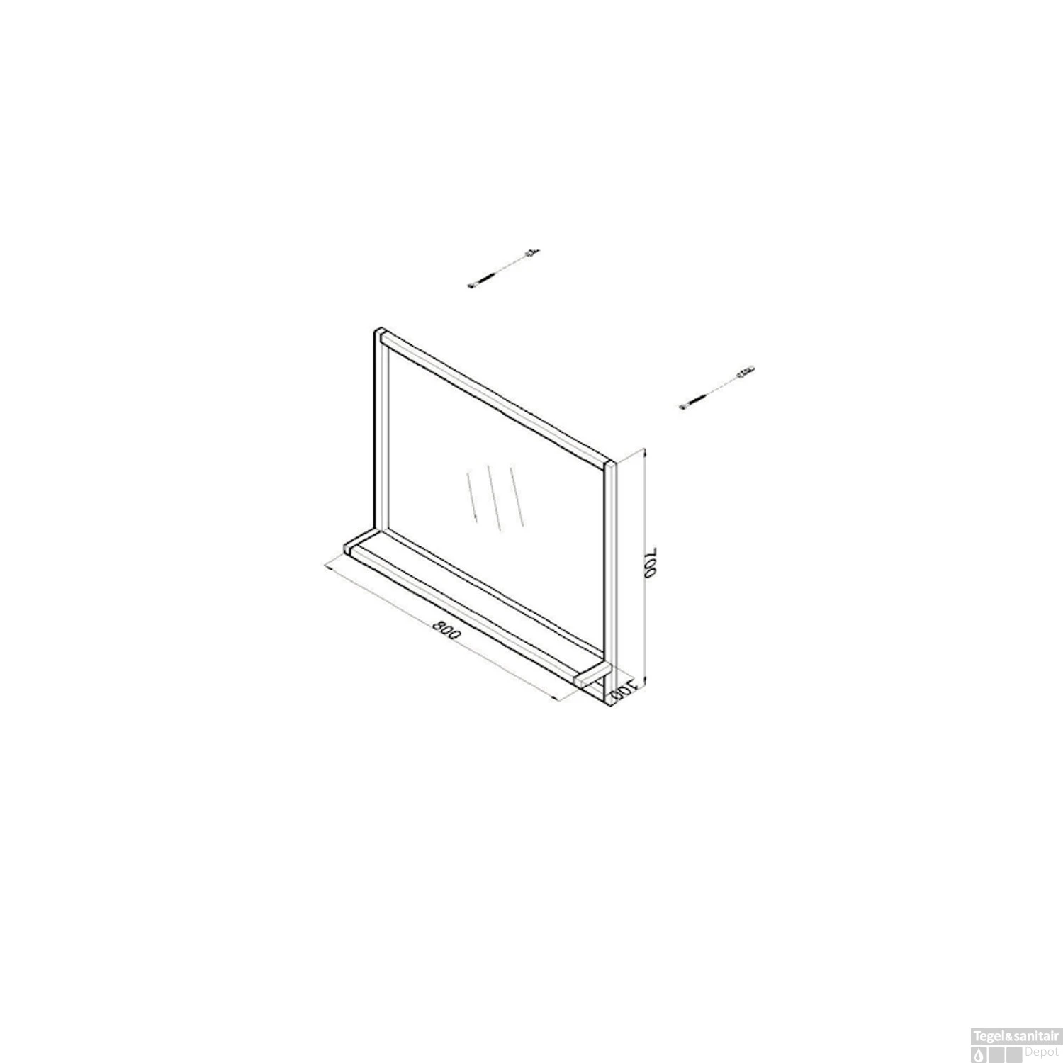 Badkamerspiegel Casajoy 80x70cm Met Planchet Zwart 2 Badkamerspiegel Casajoy 80x70cm Met Planchet Zwart - Afbeelding 2