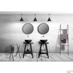 Badkamerspiegel Cipi Ordina 60 Cm Rond Mat Zwart -Baden Luxe Verkoop badkamerspiegel cipi ordina mat zwart sfeer