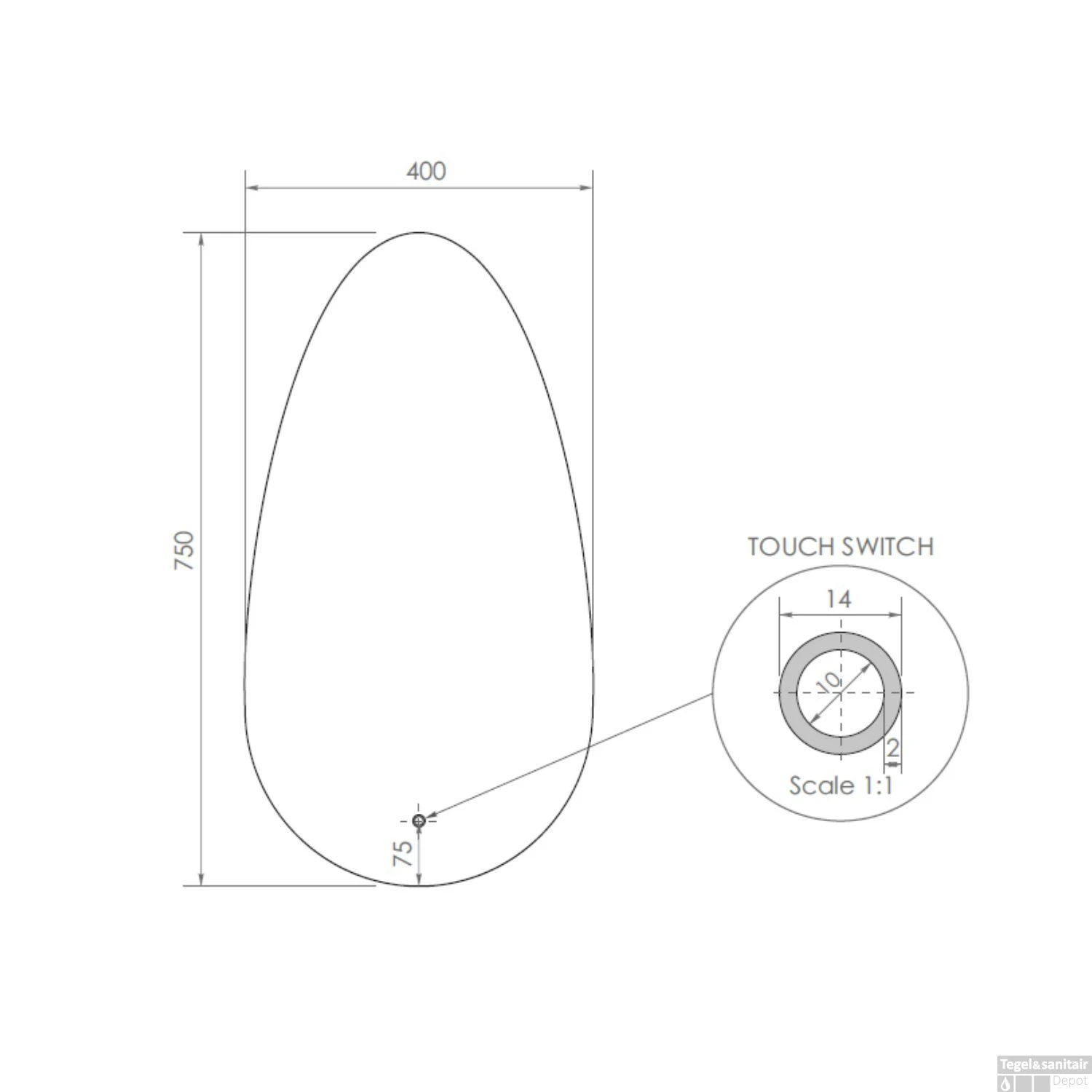 Badkamerspiegel Gliss Triton LED Verlichting 75x40 Cm 2 Badkamerspiegel Gliss Triton LED Verlichting 75x40 Cm - Afbeelding 2
