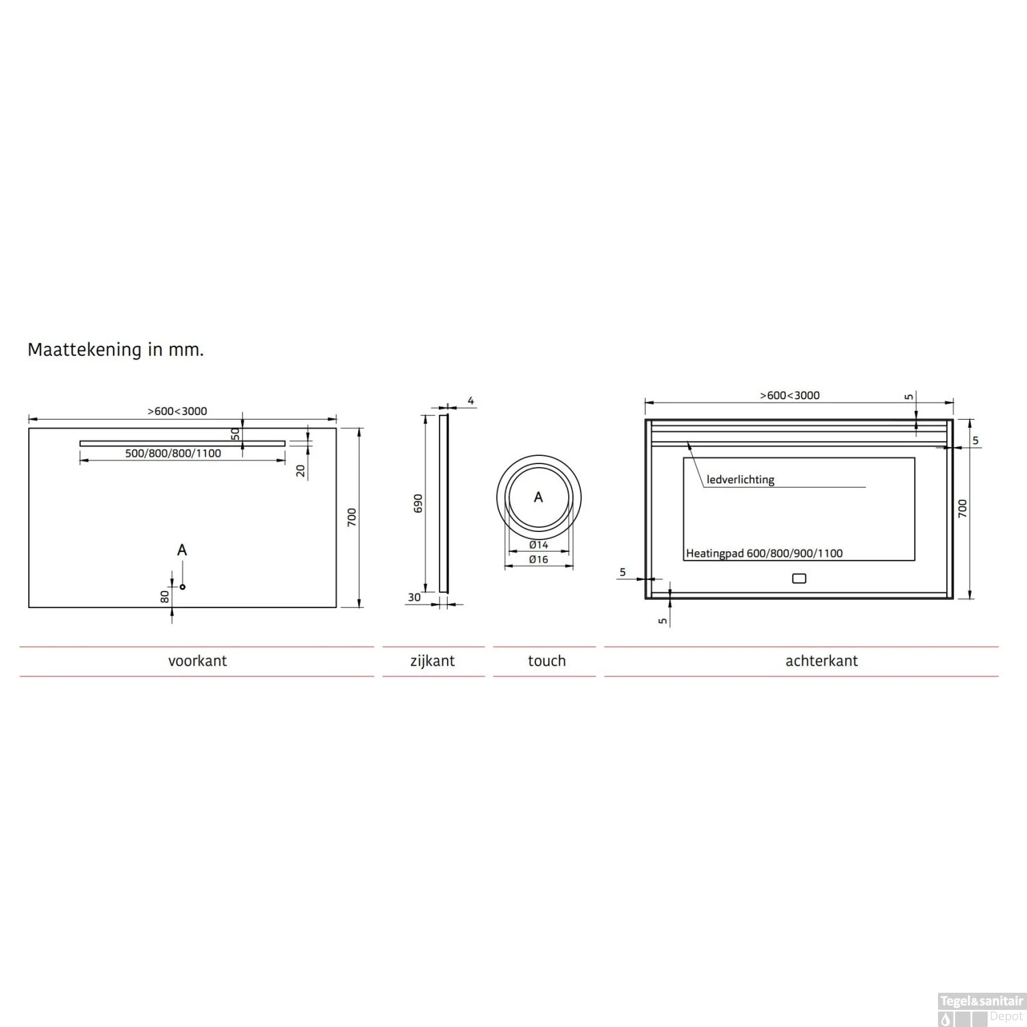 Badkamerspiegel Xenz Lazise 80x70cm Met LED Verlichting En Spiegelverwarming 5 Badkamerspiegel Xenz Lazise 80x70cm Met LED Verlichting En Spiegelverwarming - Afbeelding 5