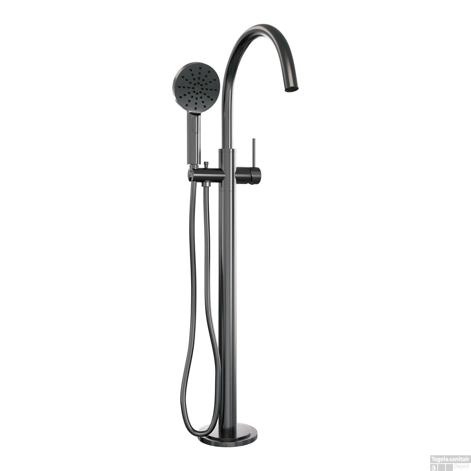 Badkraan Vrijstaand Brauer Gunmetal Carving Met Handdouche 3-Standen Geborsteld Gunmetal