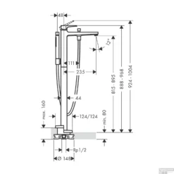 Baduitloop Metropol HansGrohe Watervalstraal 18.5 Cm Gepolijst Goud -Baden Luxe Verkoop badmengkraan metropol hansgrohe eengreeps vloergemonteerd tech 9