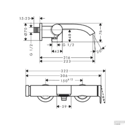 Badmengkraan Opbouw HansGrohe Vivenis Eengreeps Mat Zwart -Baden Luxe Verkoop badmengkraan opbouw hansgrohe vivenis eengreeps tech 1